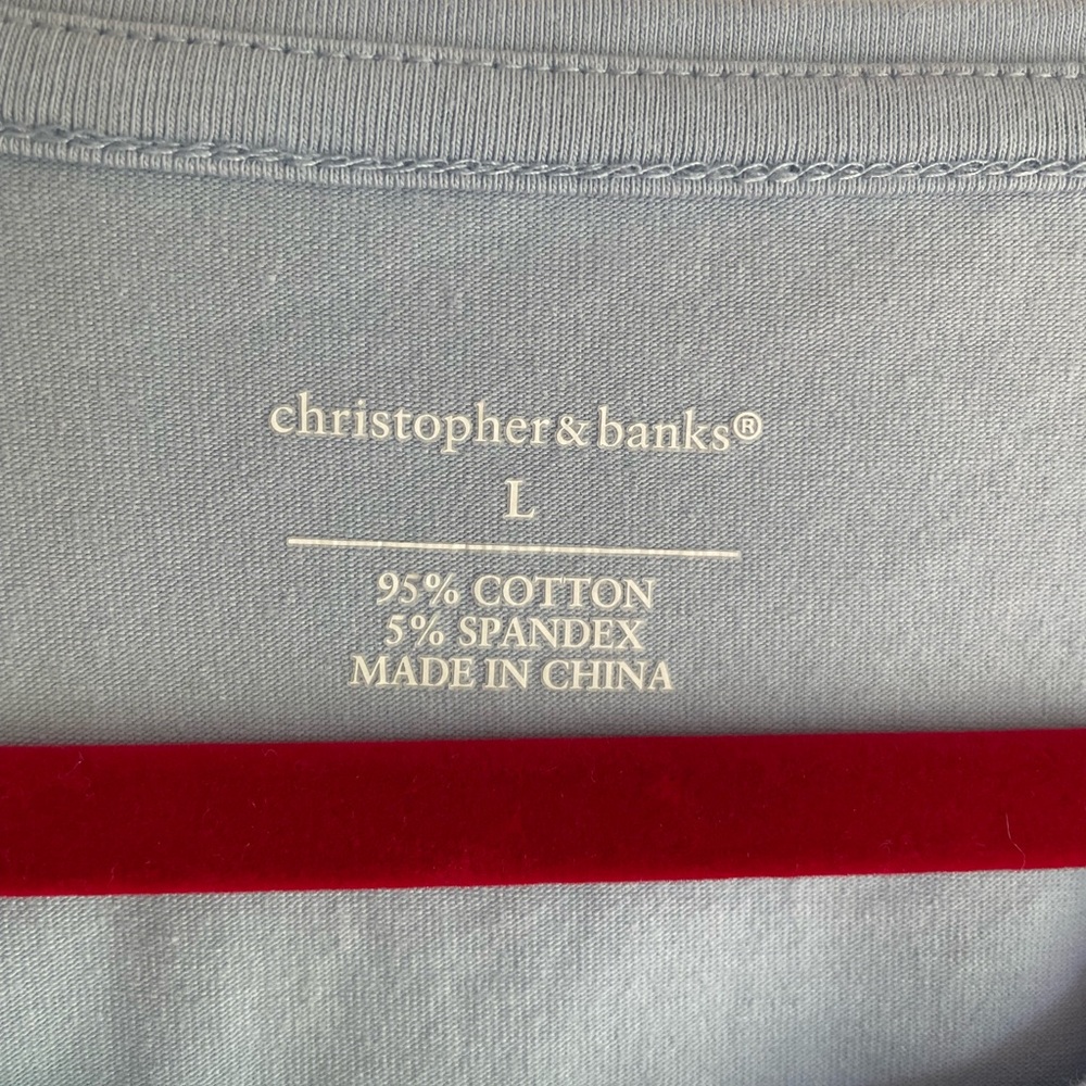 Christopher & Banks Light Blue Cotton Short Sleeve Tee Shirt Size L - Picture 3 of 3